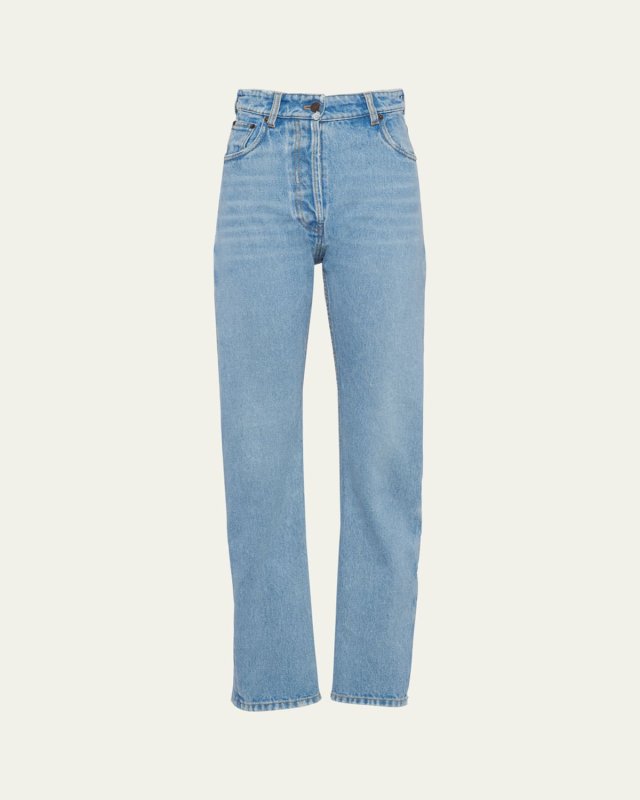 Denim Bleached Straight Leg Pants