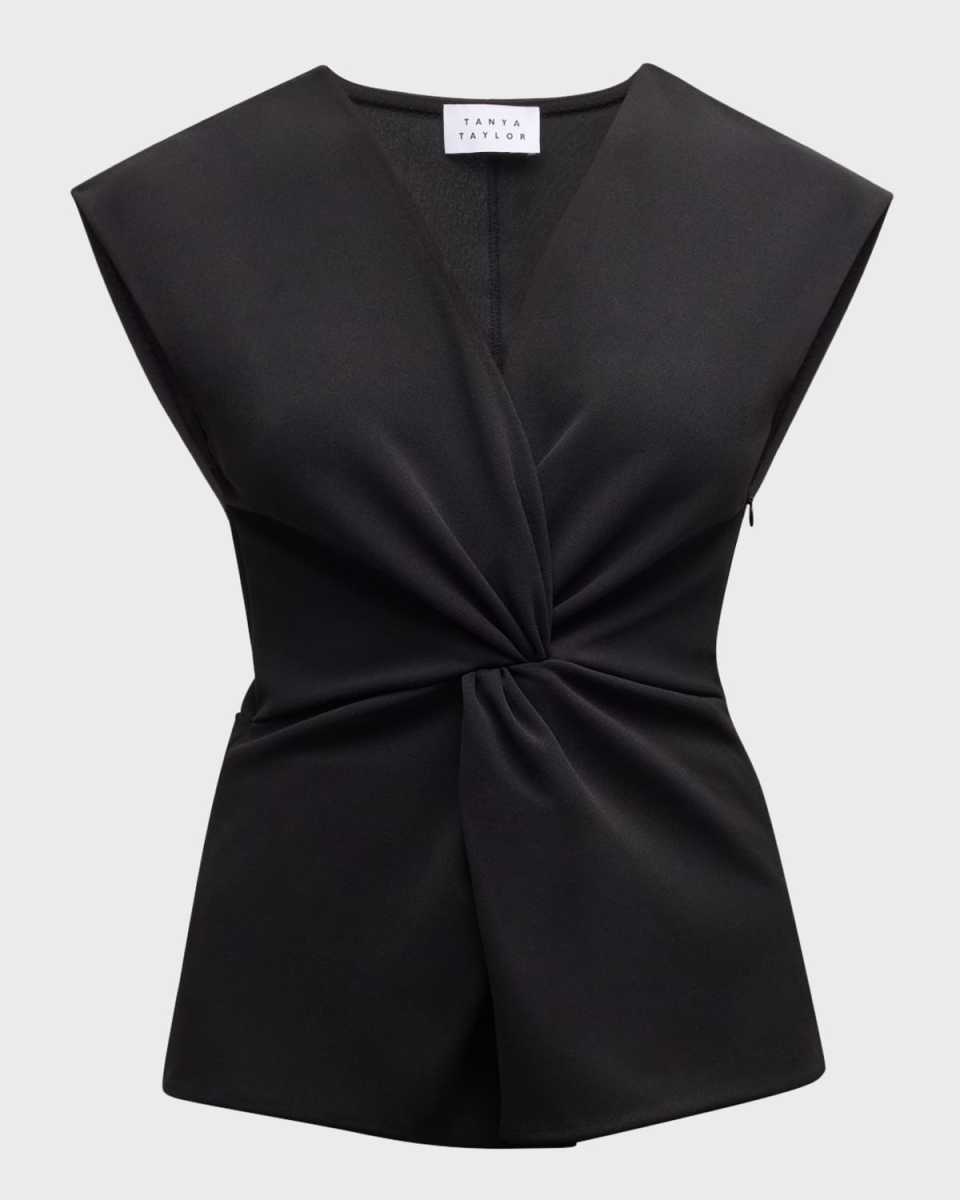 Alyssa Gathered Surplice Cap-Sleve Top