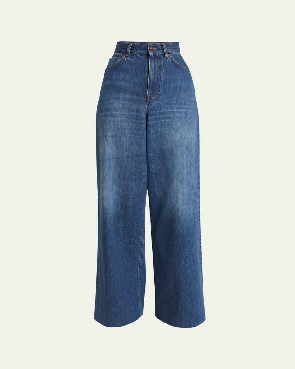 Wide Leg Denim Trousers