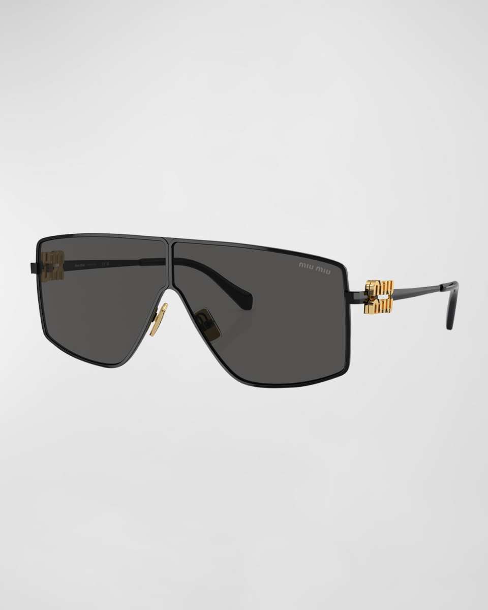 Oversized Shield Metal Sunglasses