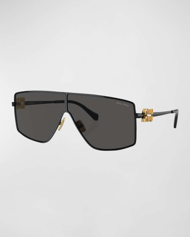 Oversized Shield Metal Sunglasses
