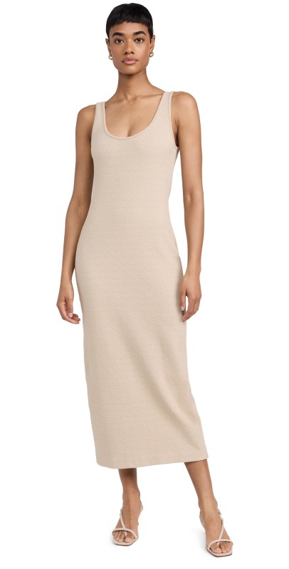 Enza Costa Textured Jacquard Tank Dress Raffia