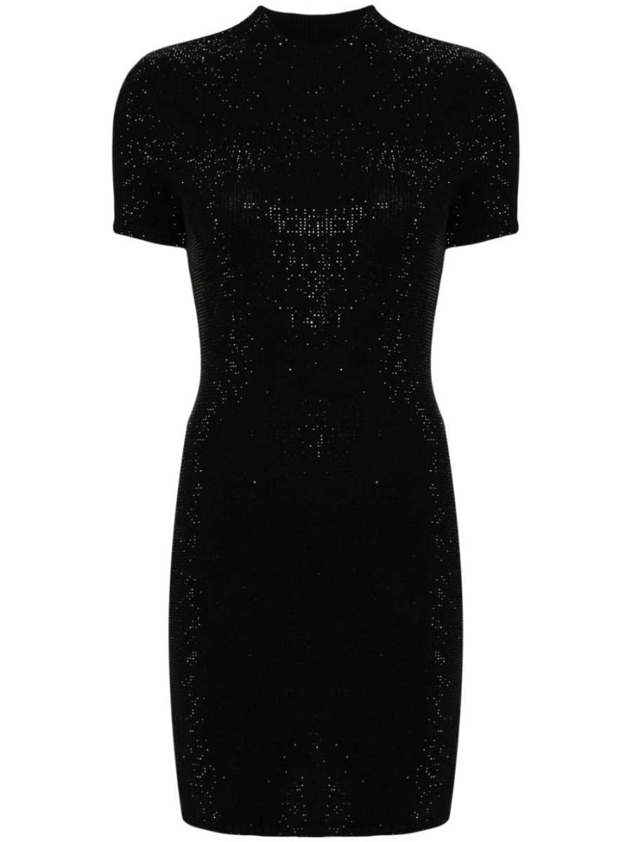 crystal-embellished mock-neck dress
