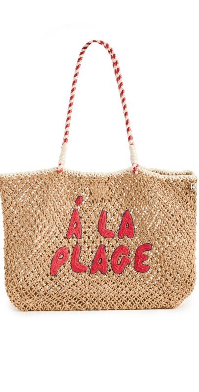 Clare V. Lete Tote Tan w/ Navy & Poppy