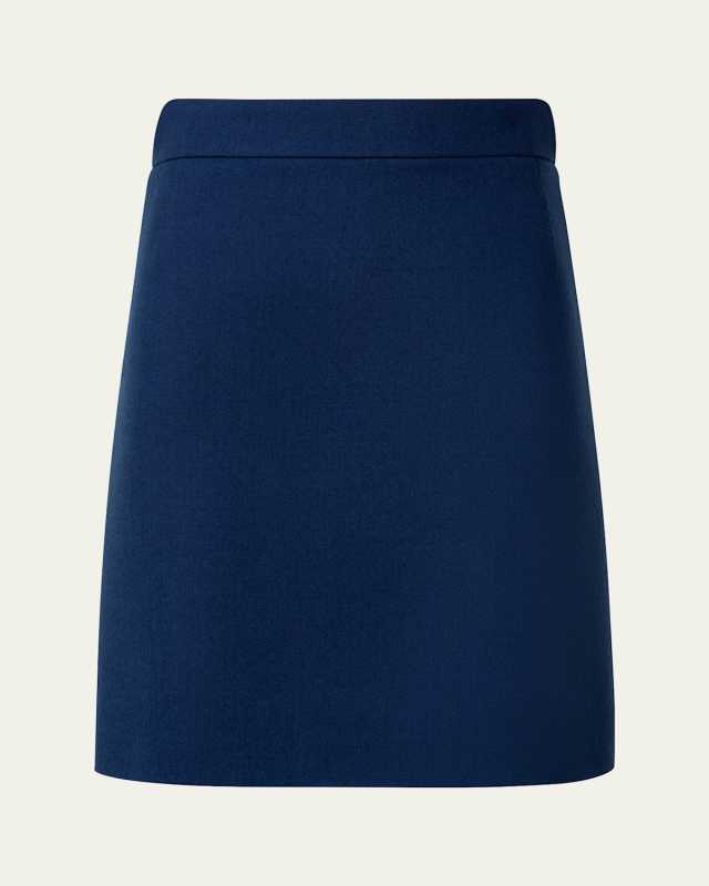 Wool Tricotine Short Pencil Skirt
