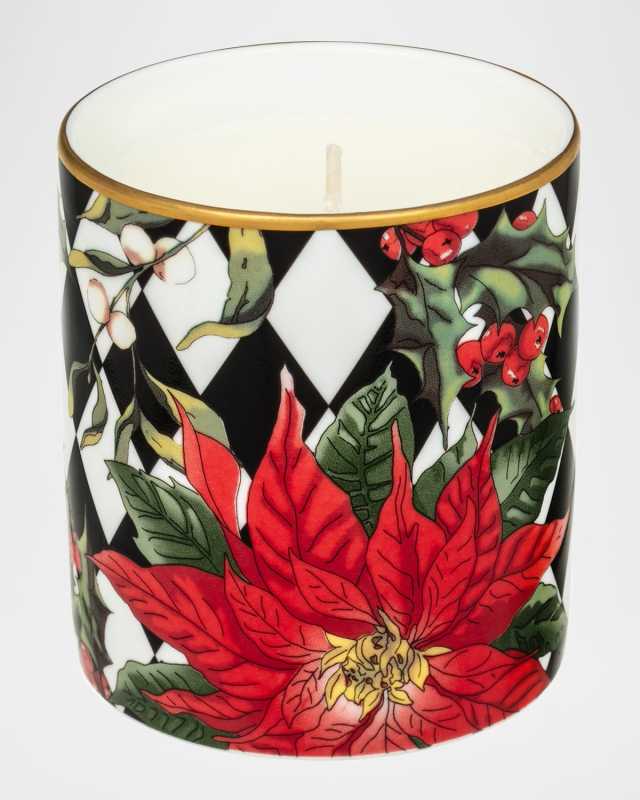Parterre Black with Poinsettia Candle, 11 oz.