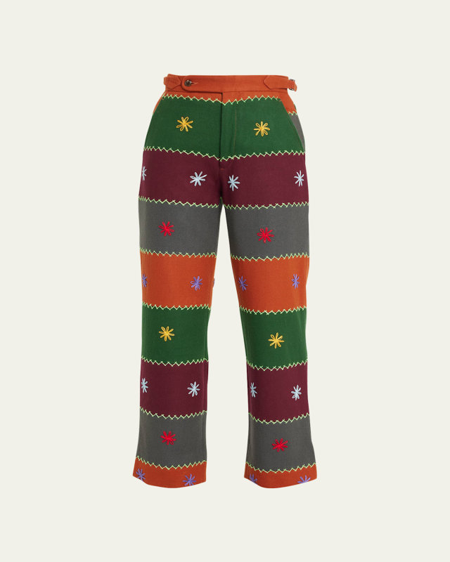 Embroidered Autumn Quilt Trousers