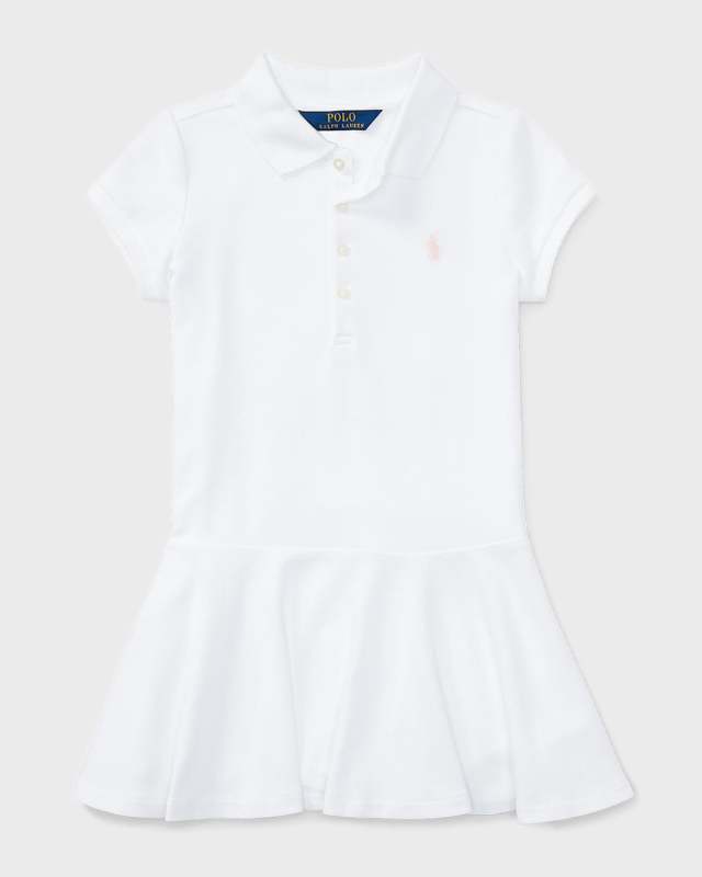 Girl's Short-Sleeve Knit Drop-Waist Polo Dress, Size 2-