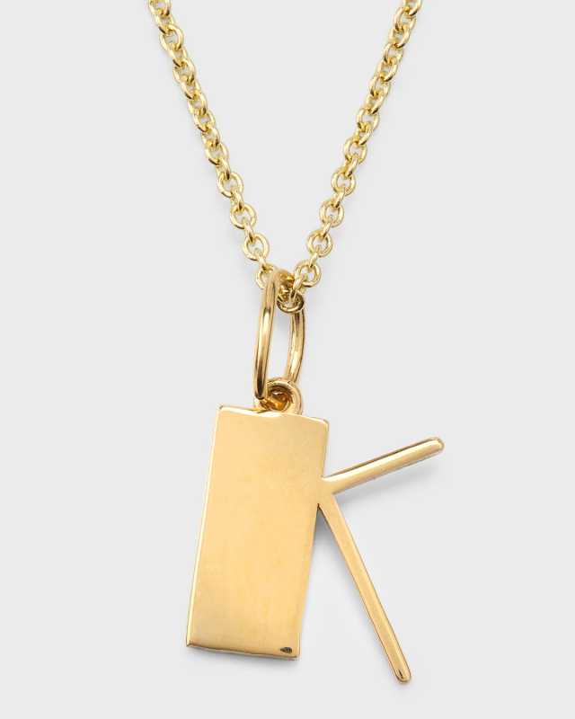 14K Pure Block Initial Necklace