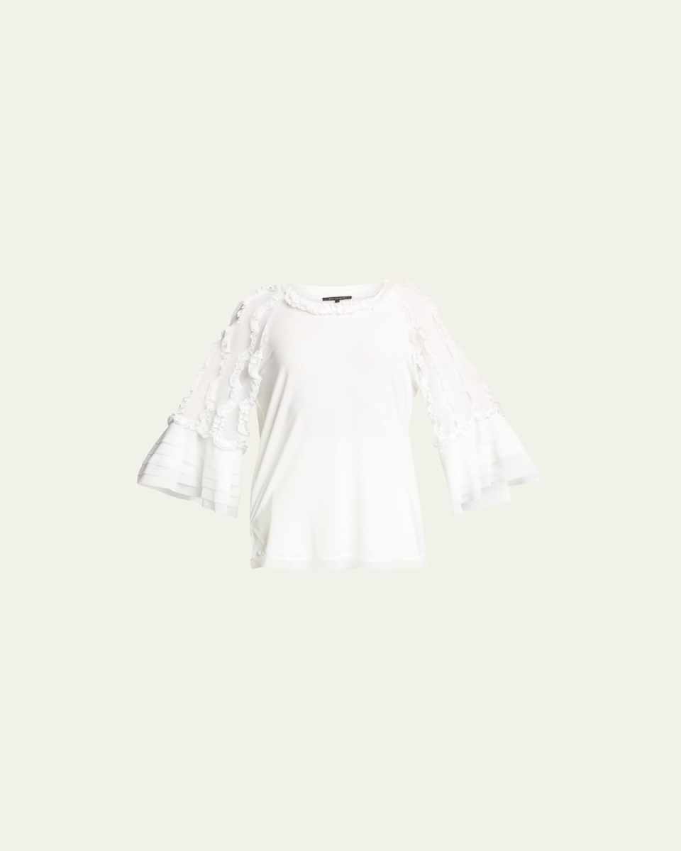 Aliza Mixed-Media Ruffle Top