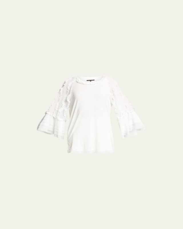 Aliza Mixed-Media Ruffle Top