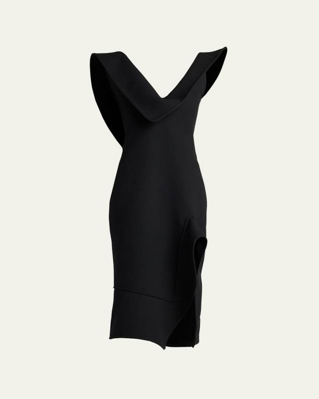 Structured Side-Slit Double Melange Midi Dress