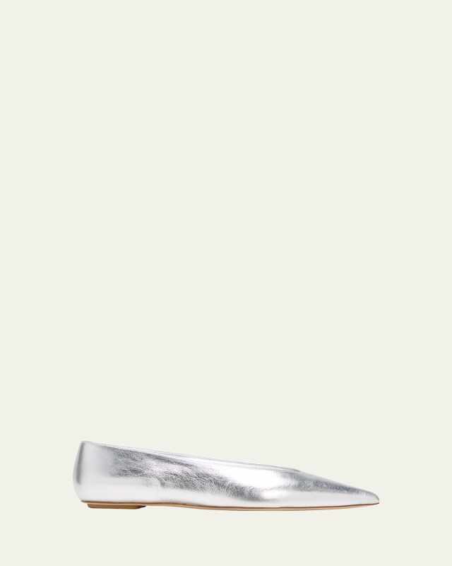 Lina Metallic Point-Toe Ballerina Flats