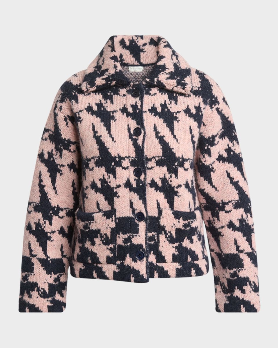 Tesnim Wool Knit Houndstooth Cardigan