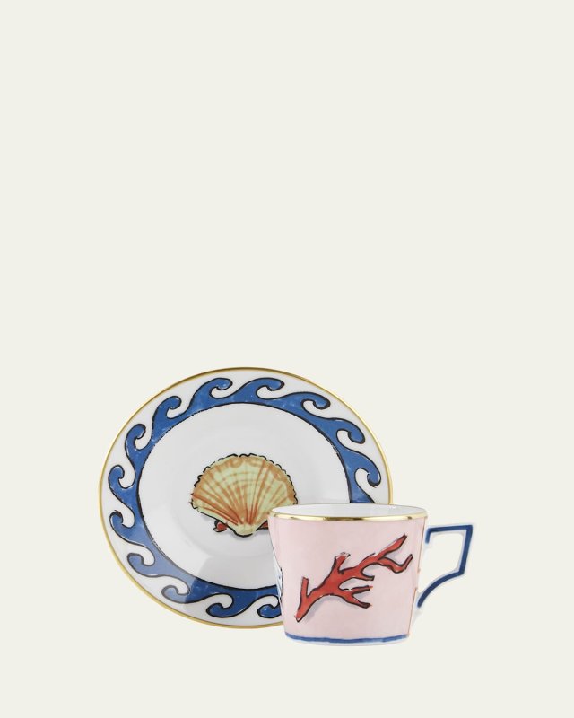 Il Viaggio di Nettuno Coffee Cups and Saucers, Set of 2