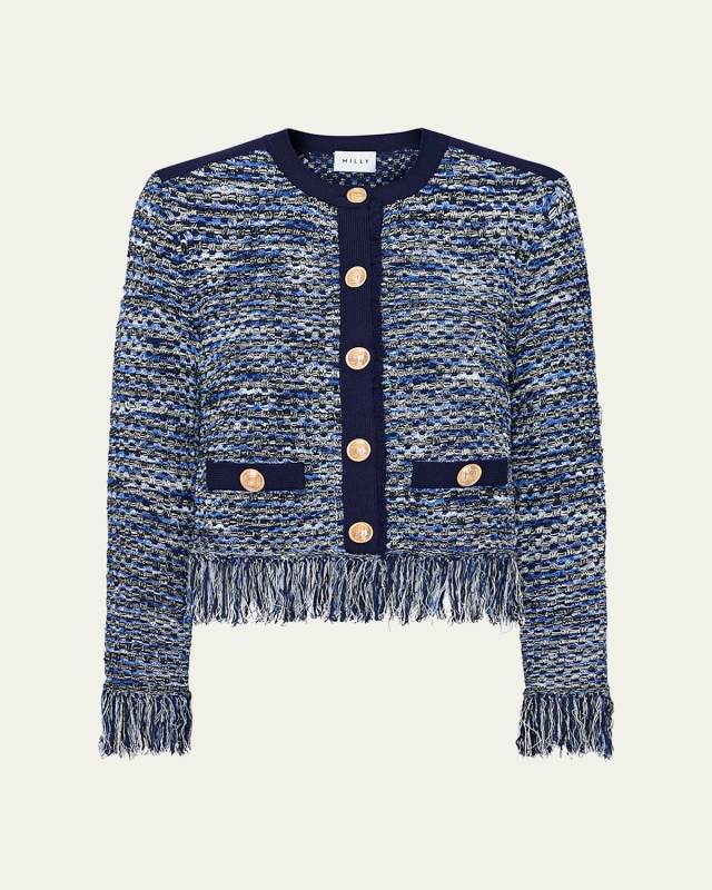 Kaia Fringe-Trim Knit Jacket