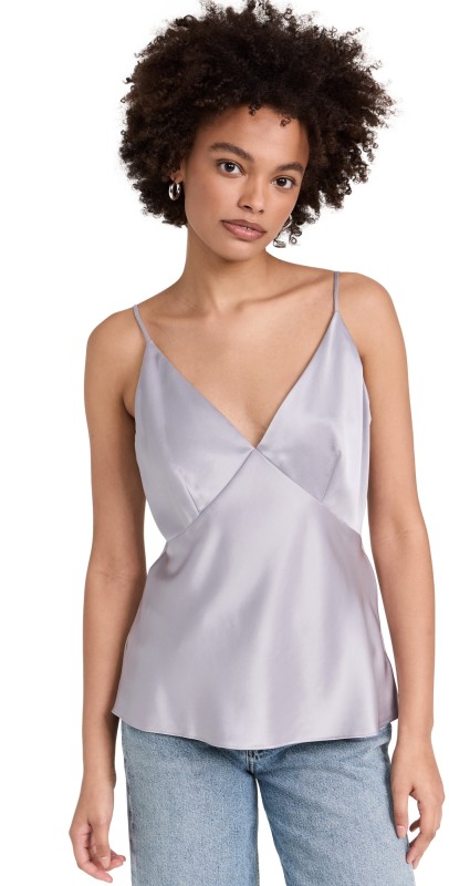 Reformation Mickey Satin Top Lavendar Mist