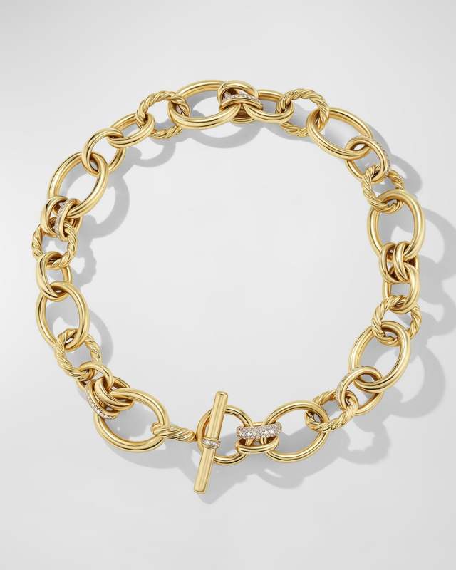 DY Mercer Necklace with Diamonds in 18K Gold, 20-25mm, 17"