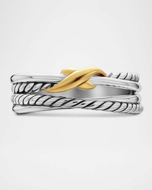 6mm X Crossover Ring in Silver with 18K Gold