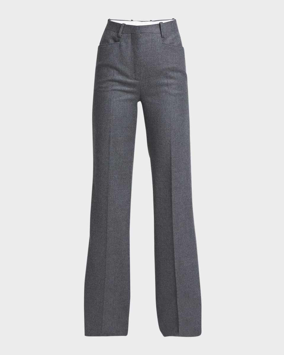High-Rise Compact Virgin Wool Bootcut Pants
