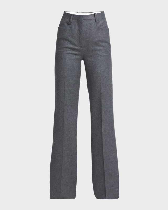 High-Rise Compact Virgin Wool Bootcut Pants