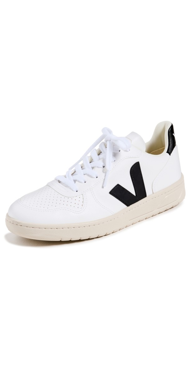Veja V-10 Lace Up Sneakers White/Black