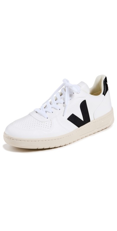 Veja V-10 Lace Up Sneakers White/Black