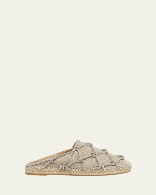 Knot Caged Jute Espadrille Mules