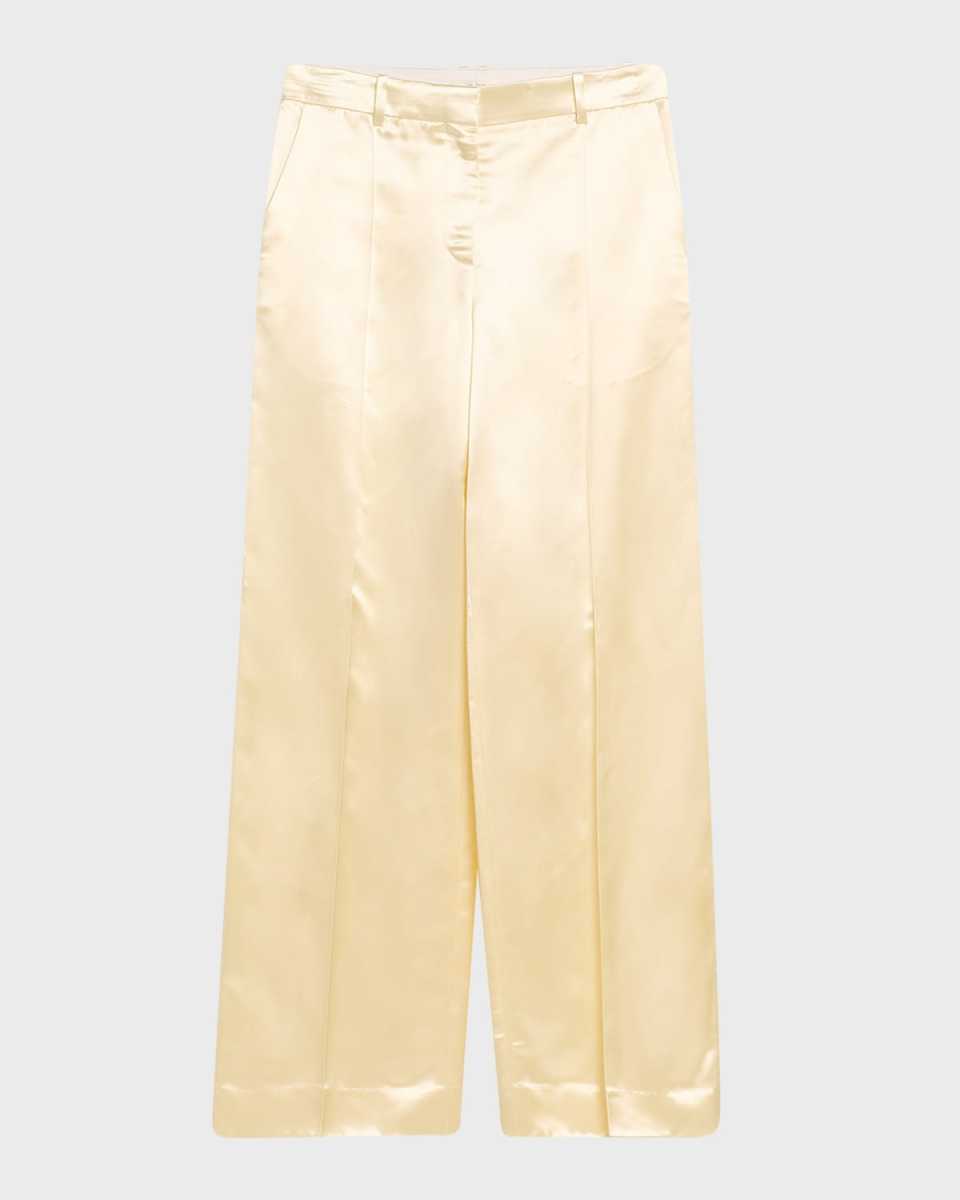 Encore Mid-Rise Satin Straight-Leg Pants