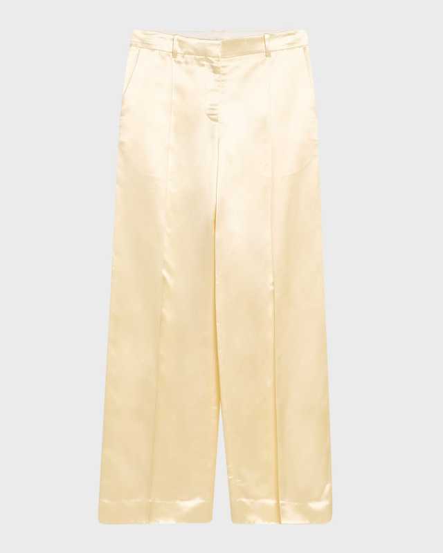Encore Mid-Rise Satin Straight-Leg Pants