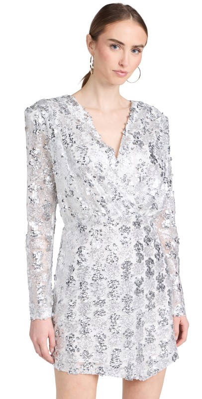 Amanda Uprichard Contessa Dress In Sequin Silver