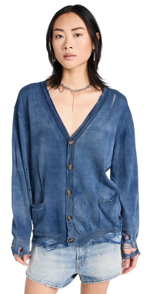 R13 Boyfriend Cardigan Dark Indigo