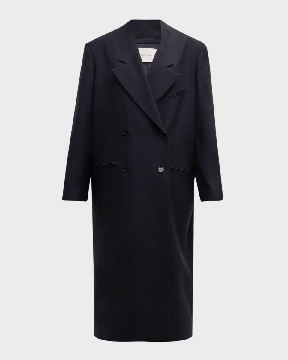 Indra Double-Breasted Long Wool Coat
