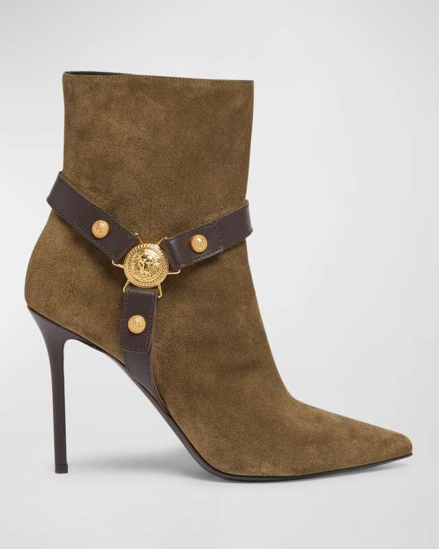 Eva Suede Harness Stiletto Booties