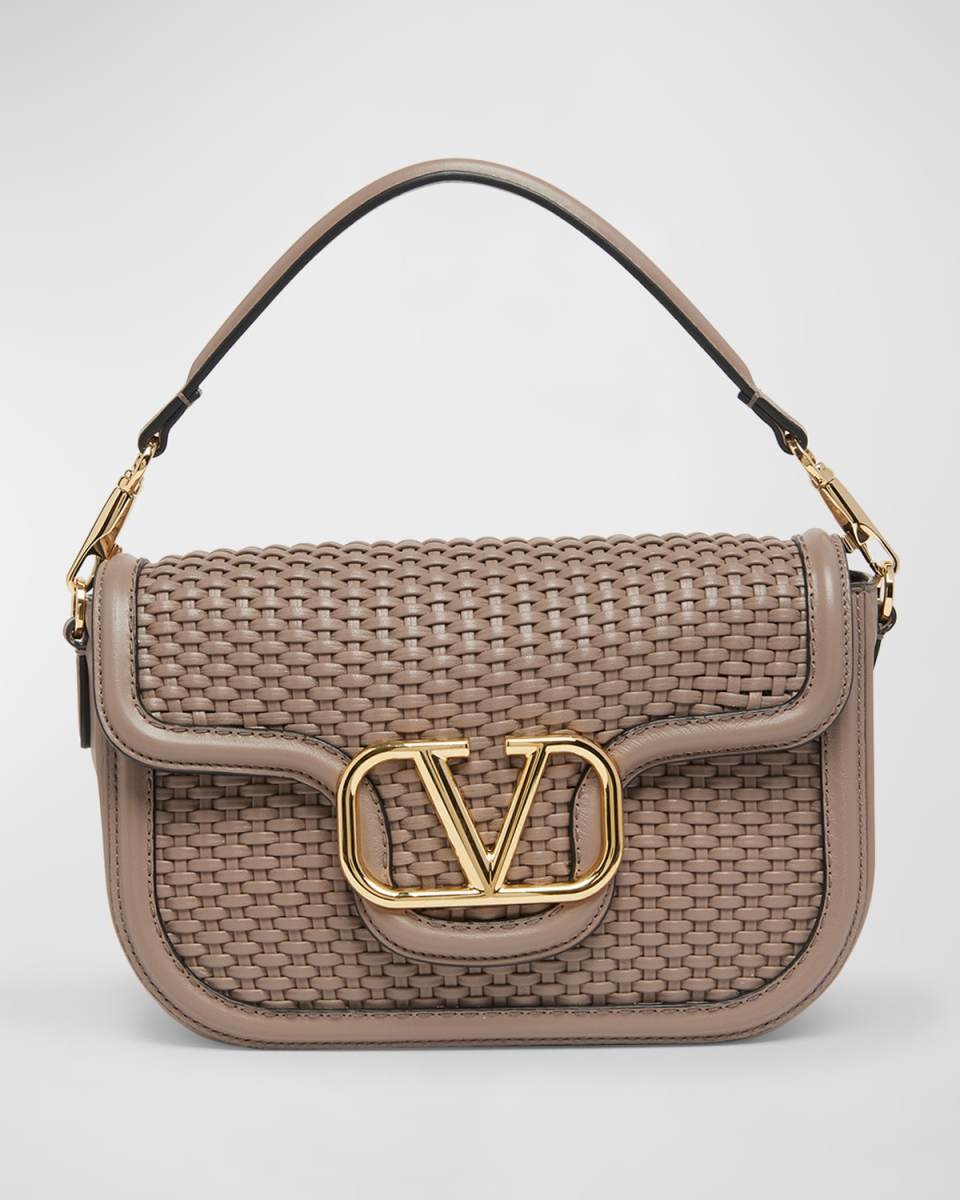 Alltime VLOGO Woven Leather Shoulder Bag