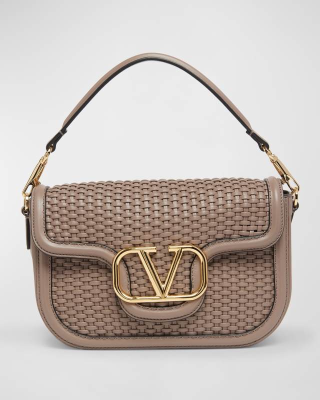 Alltime VLOGO Woven Leather Shoulder Bag