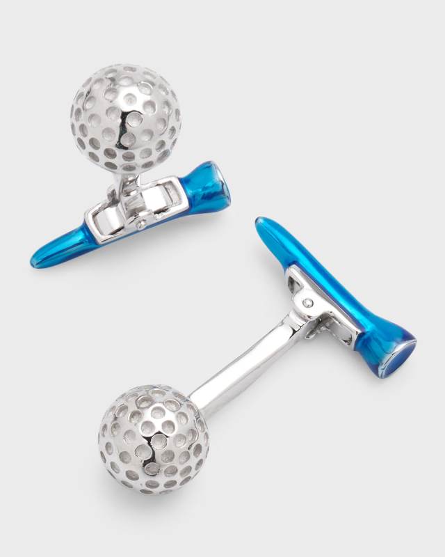 Men's Golf Ball and Moving Tee Cufflinks