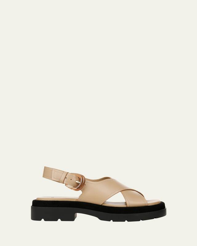 Helena Leather Crisscross Slingback Sandals