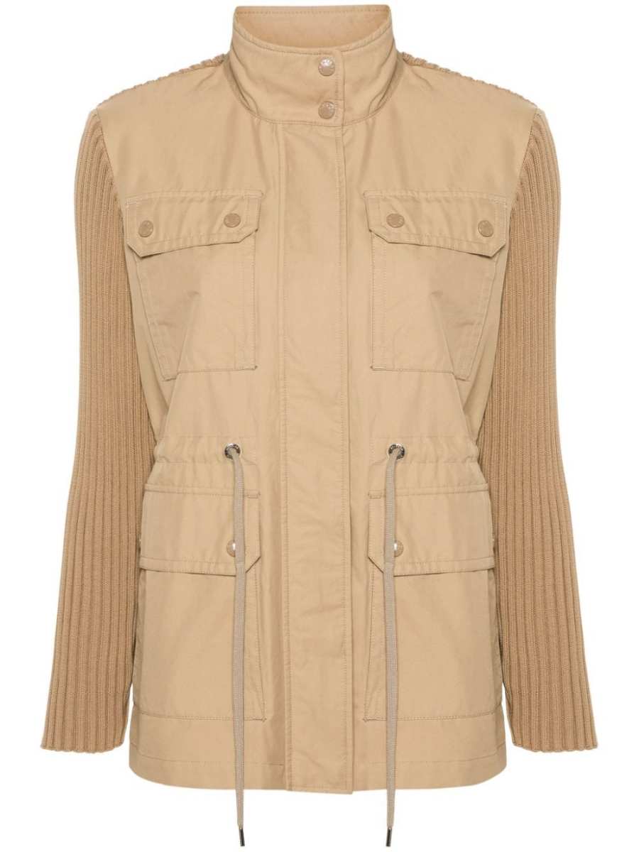 panelled ribbed-knit jacket