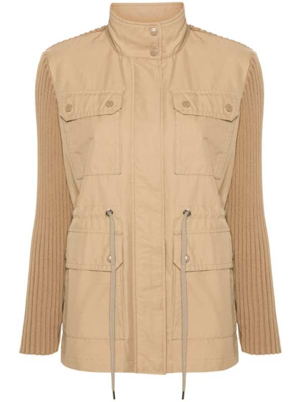 panelled ribbed-knit jacket