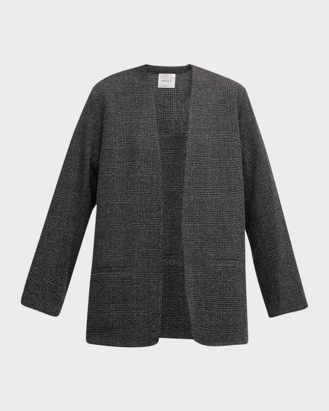 Austyn Collarless Plaid Blazer