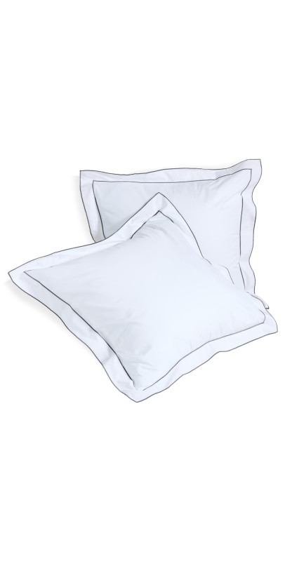 Kassatex Salerno Percale Euro Sham Set of 2 White/Grey