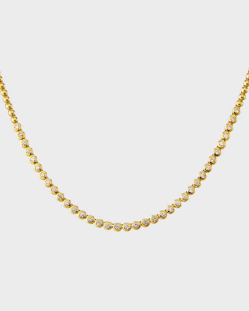 18k Yellow Gold Diamond Bezel Tennis Necklace