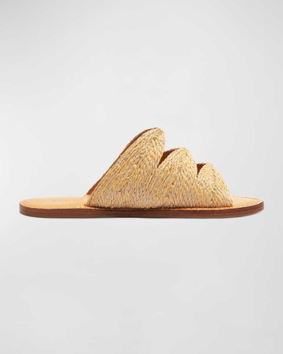 Ivy Raffia Flat Slide Sandals
