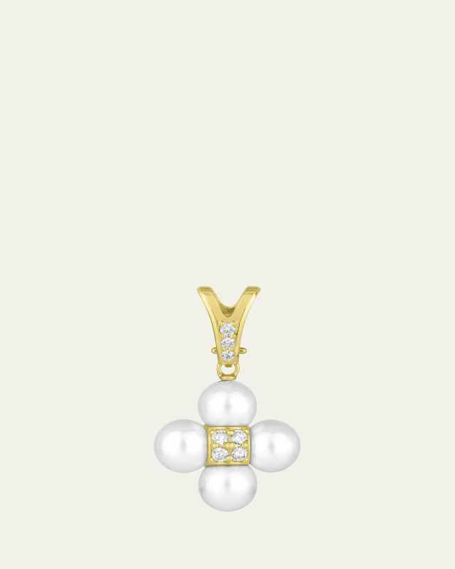 18K Yellow Gold Sequence Charm with Diamonds and Pearls