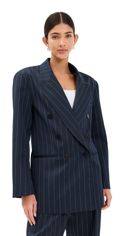 LaQuan Smith Oversized Boyfriend Blazer Navy