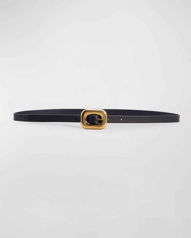 Calf Leather Skinny Belt