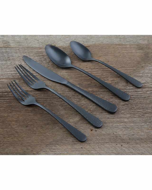 Keene Black Satin 20-Piece Flatware Set, Service For 4