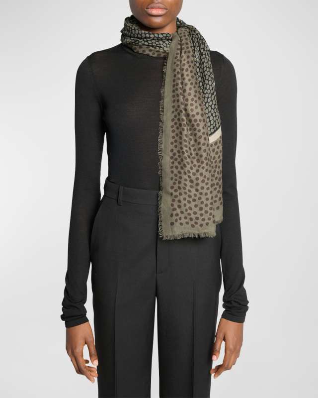 Multi Dots Cashmere & Modal Fringed Scarf