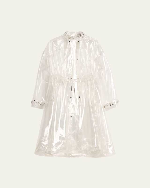 Clear Rain Coat with Grommet Detail